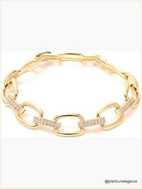 Gold & Silver Heart Toggle Clasp Cuff Bracelet